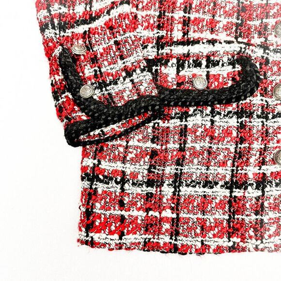 Zara Red and Black Tweed Jacket - Picture 3 of 8